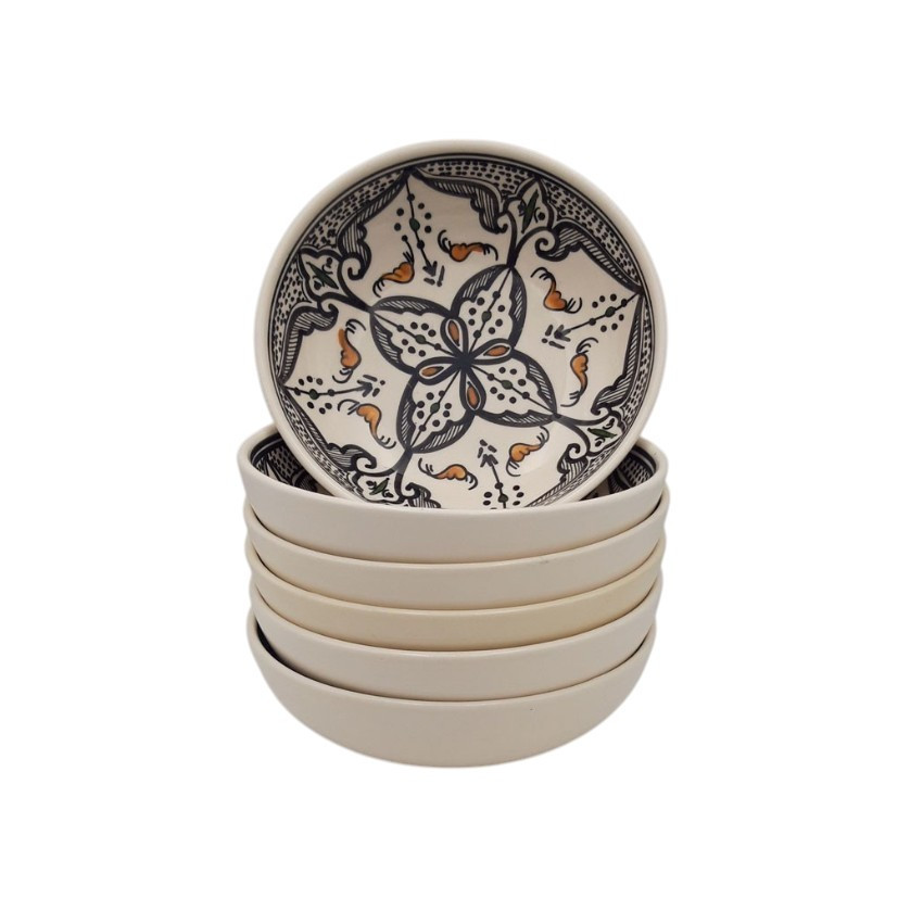 Lot de 6 assiettes creuses jatte Marocain noir - D 20 cm