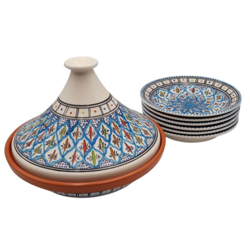 Service tajine assiettes creuses Bakir turquoise - 6 pers