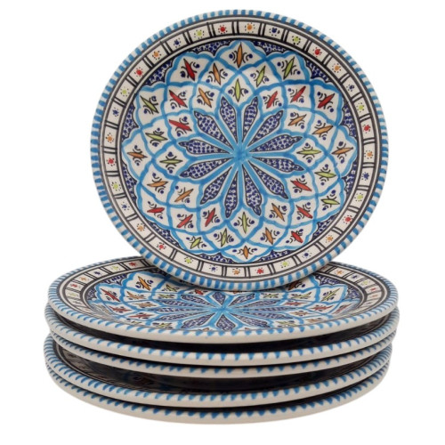 Lot de 6 assiettes plates Bakir turquoise - D 28 cm 2