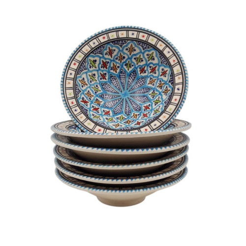 Lot de 6 assiettes Tebsi Bakir turquoise - D 23 cm