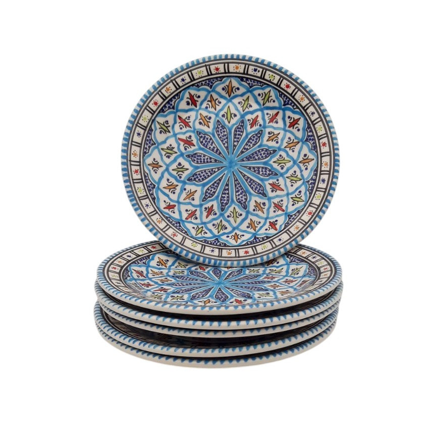 Lot de 6 assiettes plates Bakir turquoise - D 24 cm