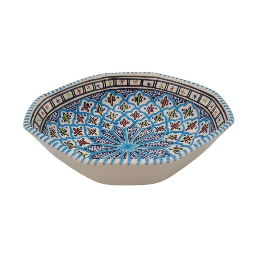 Plat octogonal Bakir turquoise - L 25 cm