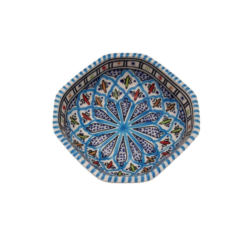 Plat octogonal Bakir turquoise - L 16 cm