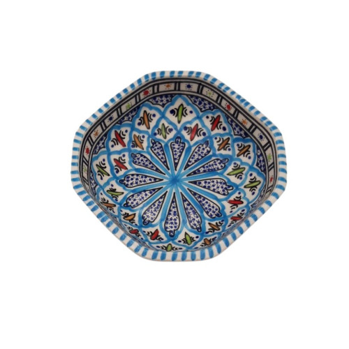 Plat octogonal Bakir turquoise - L 16 cm