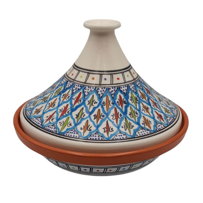 Tajine Bakir turquoise - D 31 cm traditionnel