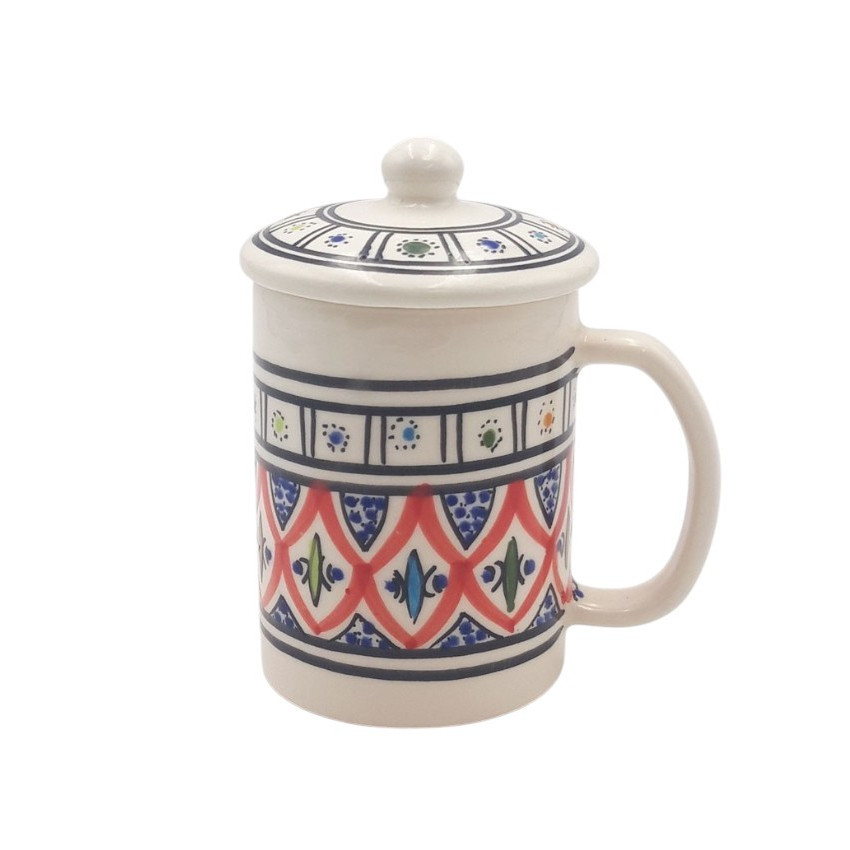 Tasse avec couvercle en céramique 25 cL Bakir Rouge