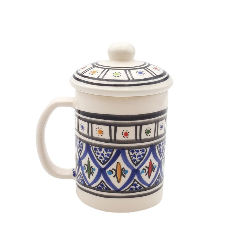 Tasse avec couvercle en céramique 25 cL Bakir Bleu