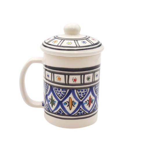 Tasse avec couvercle en céramique 25 cL Bakir Bleu