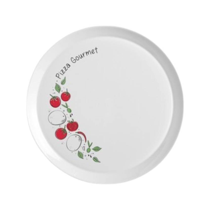 Assiette à pizza en opale blanche Pomoporo - D 33 cm