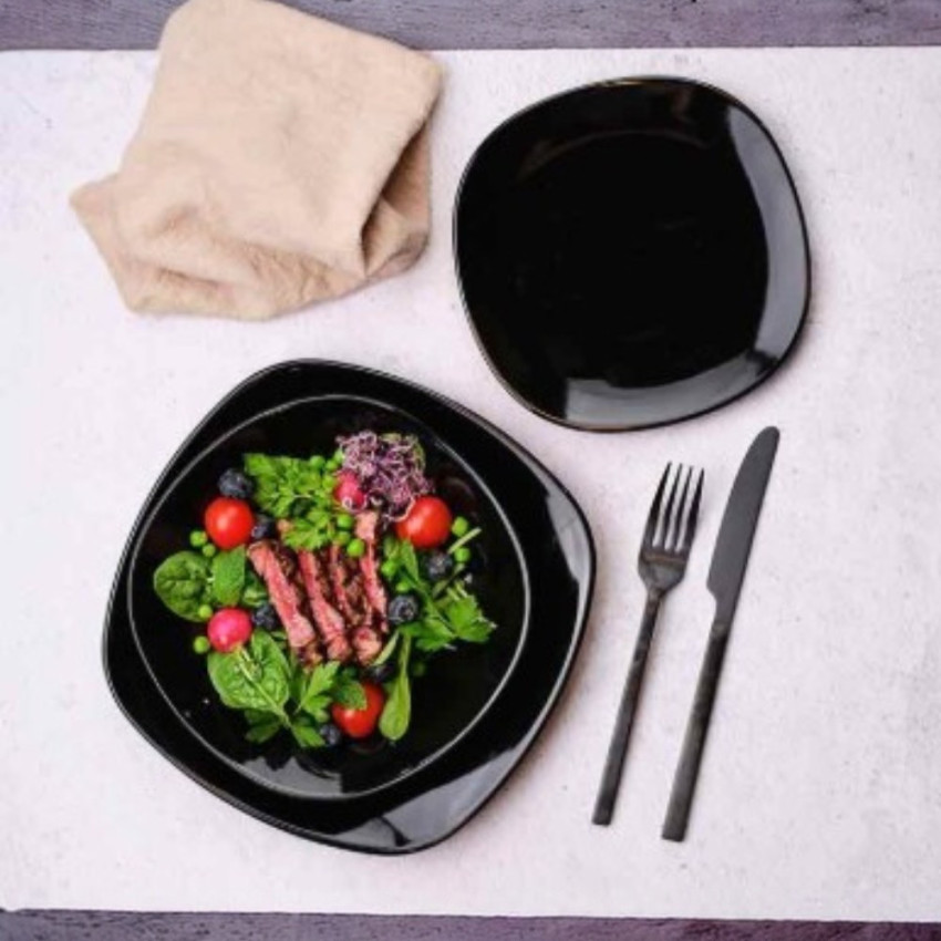 Assiette carrée creuse  Kithira Noir - D 21 cm