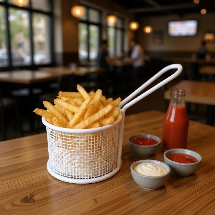 Mini panier rond de présentation à frites Blanc