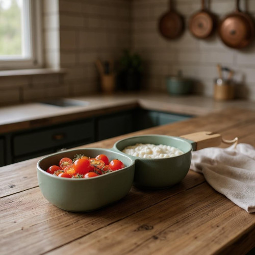 Coupelle Apéro avec poignet Vert - D 34.5*9.5*5.5 cm