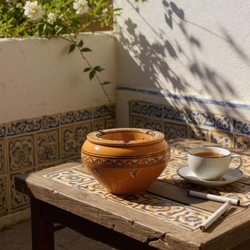 Cendrier marocain Tatoué Caramel - Grand modèle