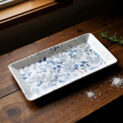 Assiette plate rectangle en porcelaine - 25.5*15*2.5 cm - Amélie