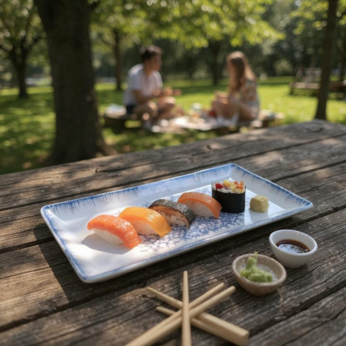 Assiette plate rectangle en porcelaine - 29.5*17*2.5 cm - Moon