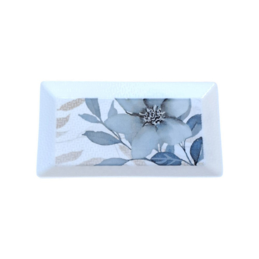Assiette plate rectangle en porcelaine - 29.5*17*2.5 cm - Flora