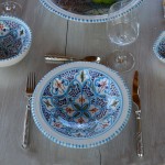 Lot de 6 assiettes Tebsi Marocain turquoise Liseré - D 23 cm