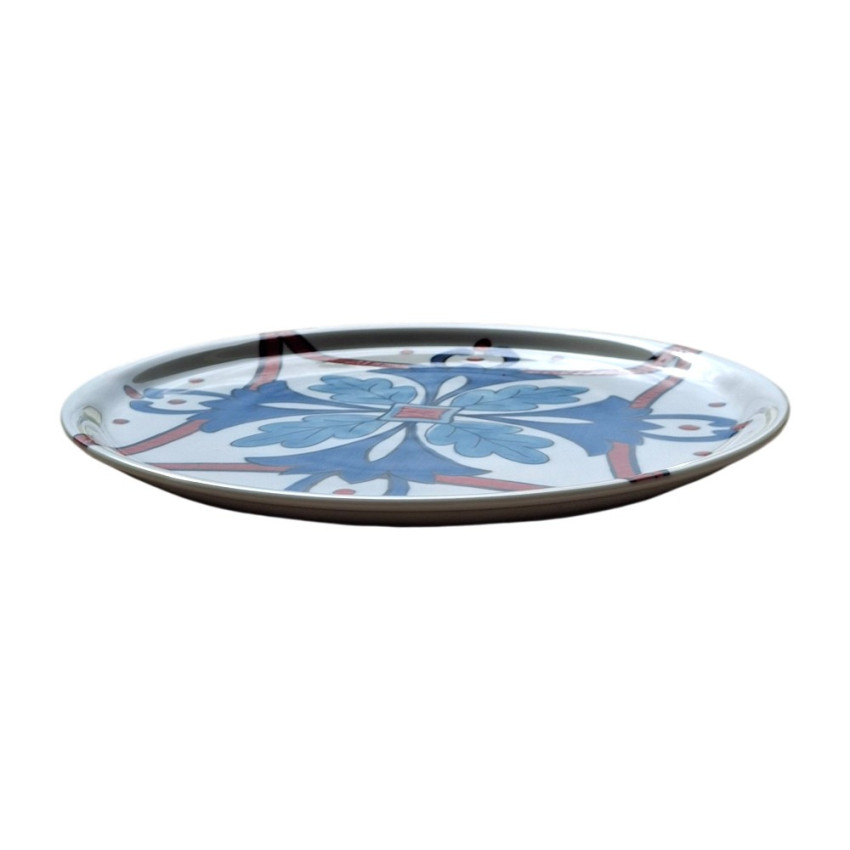 Assiette à pizza 33 cm de diamètre Floral Bleu