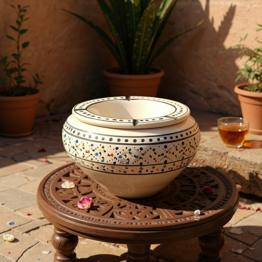 Cendrier marocain Marrakech Beige - Grand modèle