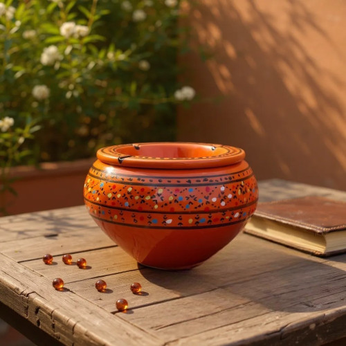Cendrier marocain Marrakech Orange - Grand modèle