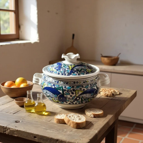 Soupière Poissons Bleus