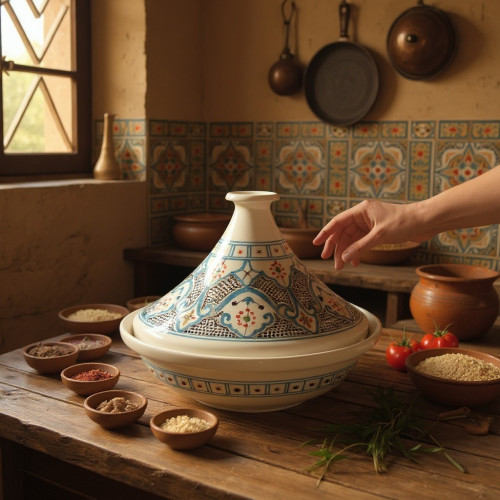 Tajine de service Marocain Turquoise - D 31 cm