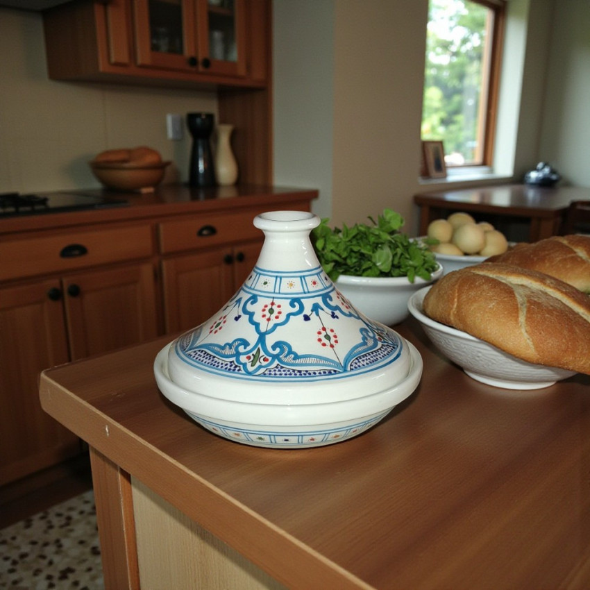 Tajine individuel de service Marocain Turquoise - D 22 cm