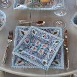 Assiette carrée Marocain turquoise Liseré - L 24 cm