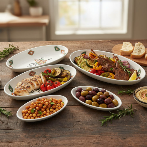 Lot de 4 plats ovales Sahel Beige