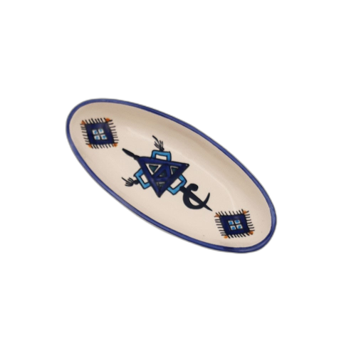 Plat ovale Sahel bleu- L 20 cm