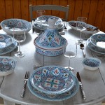 Assiette creuse Marocain turquoise Liseré - D 24 cm