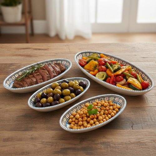 Lot 4 plats ovales céramique artisanale Bakir Royal 2