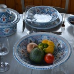 Service à couscous Marocain turquoise assiettes creuses Liseré - 6 pers