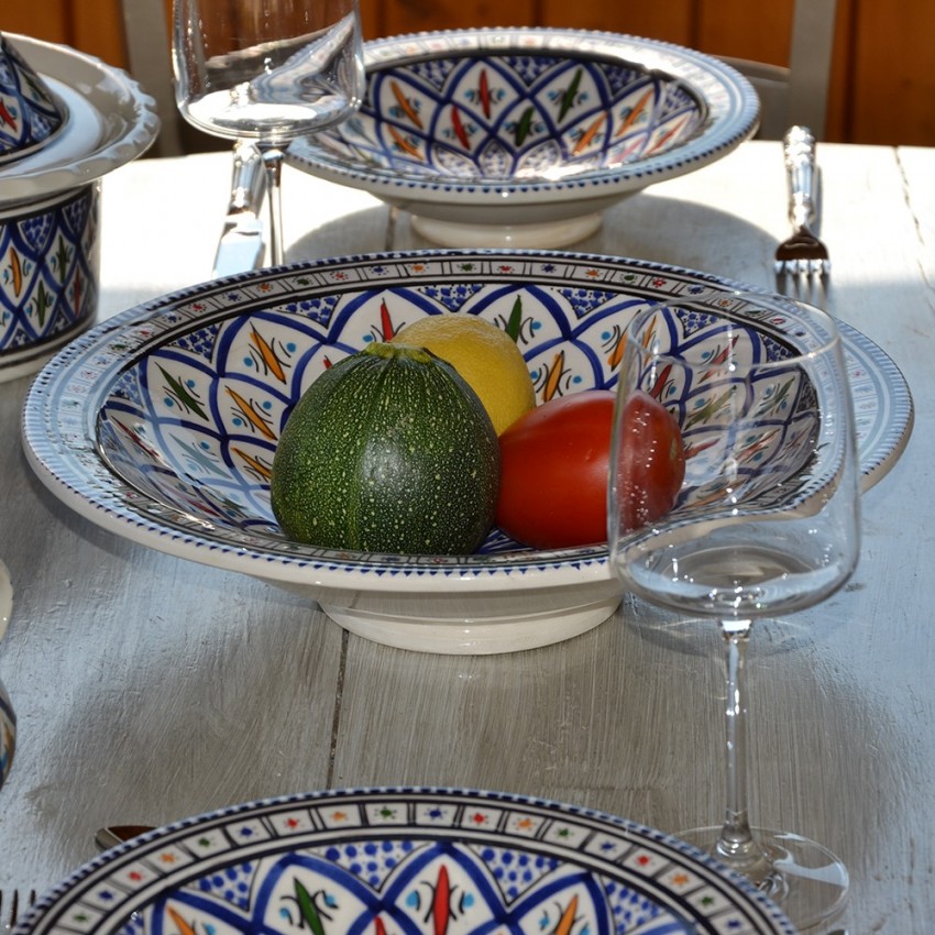Service à couscous assiettes Bakir bleu - 6 pers