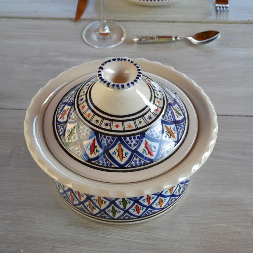 Service à couscous assiettes Bakir bleu - 6 pers