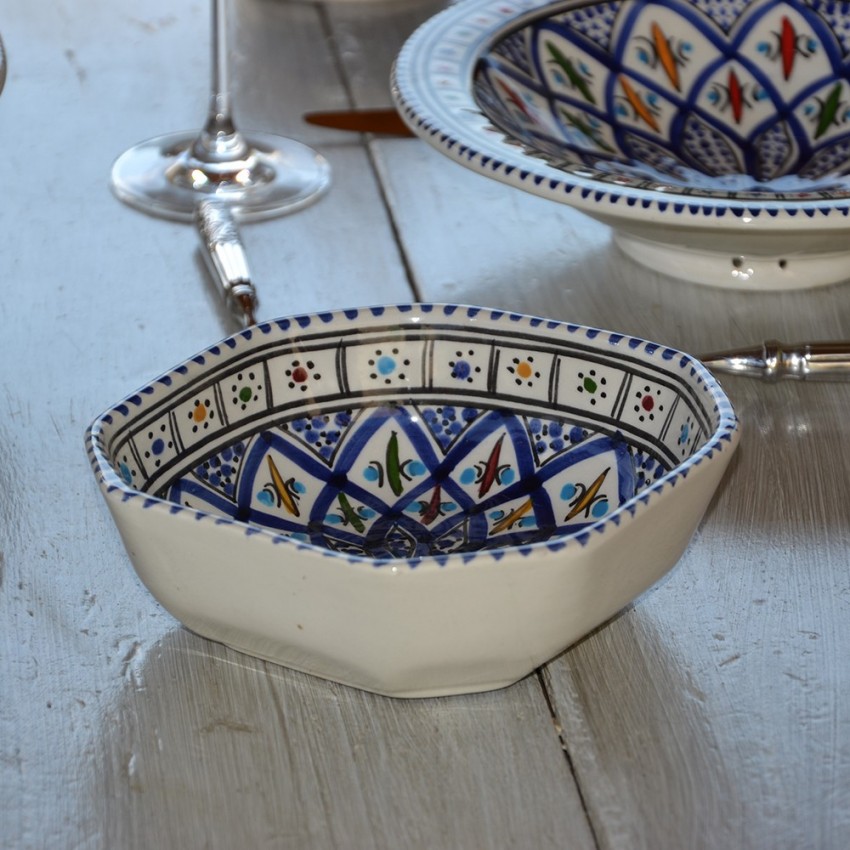 Plat octogonal Bakir bleu - L 16 cm