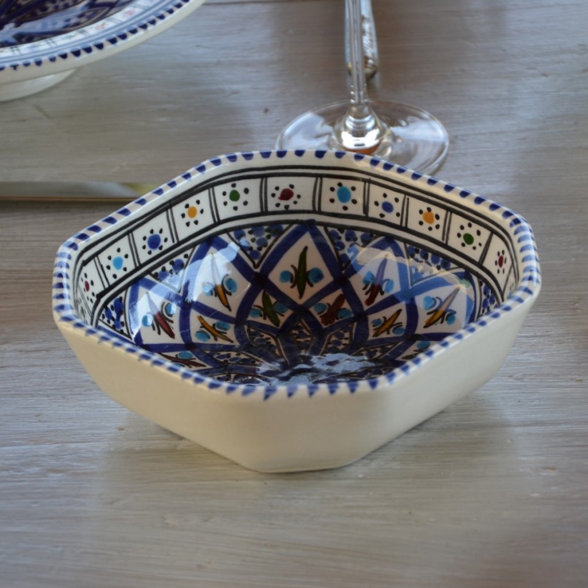 Plat octogonal Bakir bleu - L 16 cm