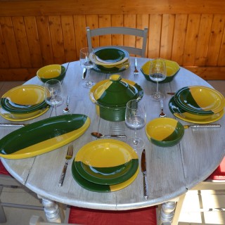 Assiette Tebsi Kerouan jaune et vert - D 23 cm