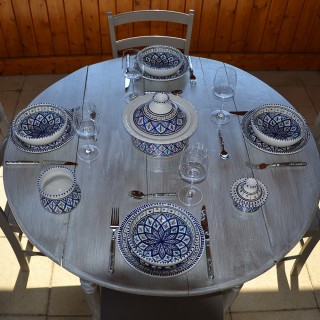 Service à soupe avec Querouana Bakir bleu - 6 pers