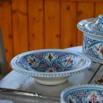 Assiette Tebsi Marocain turquoise Liseré - D 23 cm
