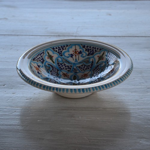 Assiette Tebsi Marocain turquoise Liseré - D 23 cm