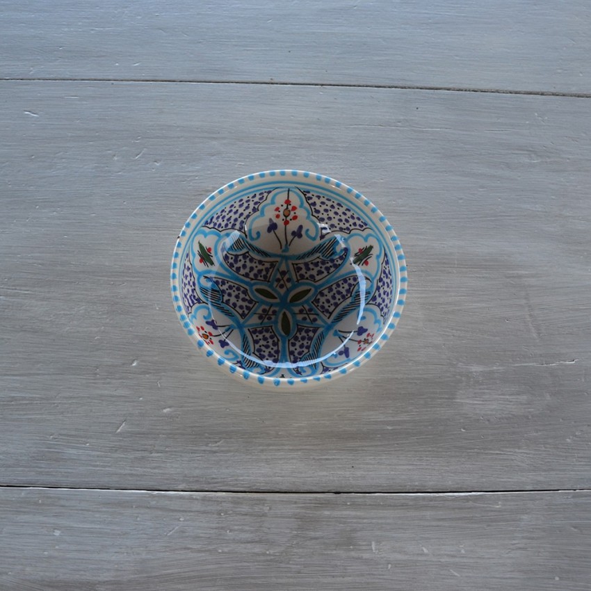 Bol Marocain turquoise Liseré - D 16 cm