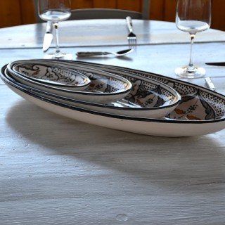 Plat ovale Marocain noir Liseré - L 40 cm