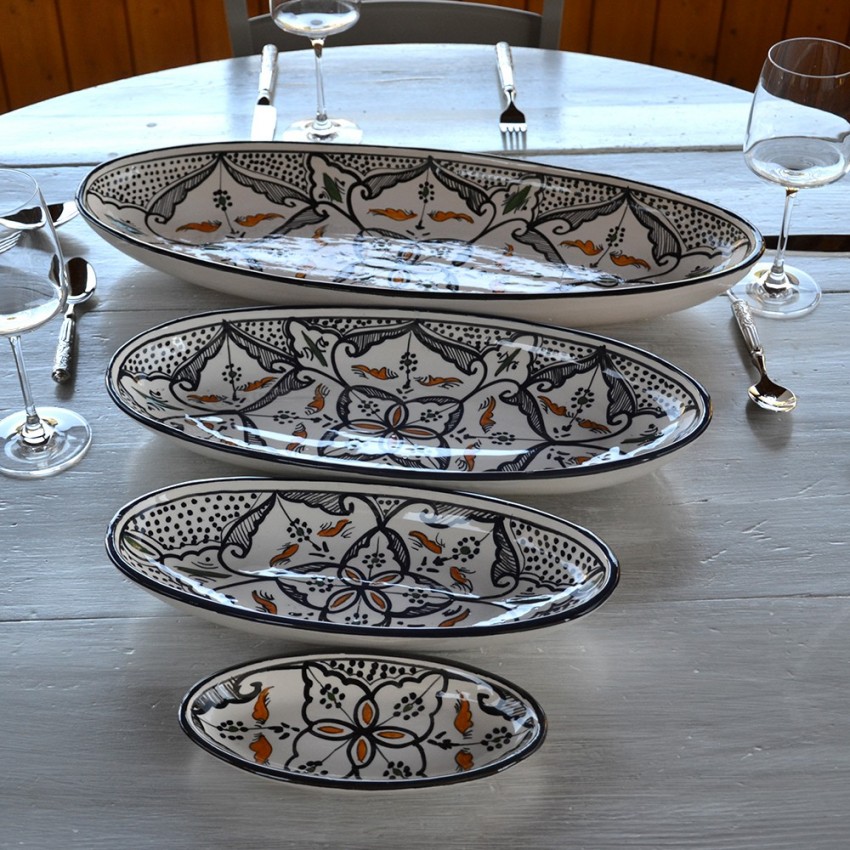 Plat ovale Marocain noir Liseré - L 40 cm