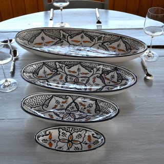 Plat ovale Marocain noir Liseré - L 40 cm