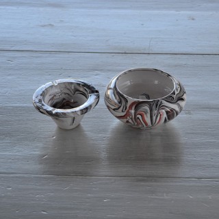 Cendrier tunisien marbré blanc, noir et rouge - Petit modèle