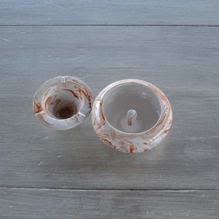 Cendrier anti fumée marbré marron et blanc - Petit modèle