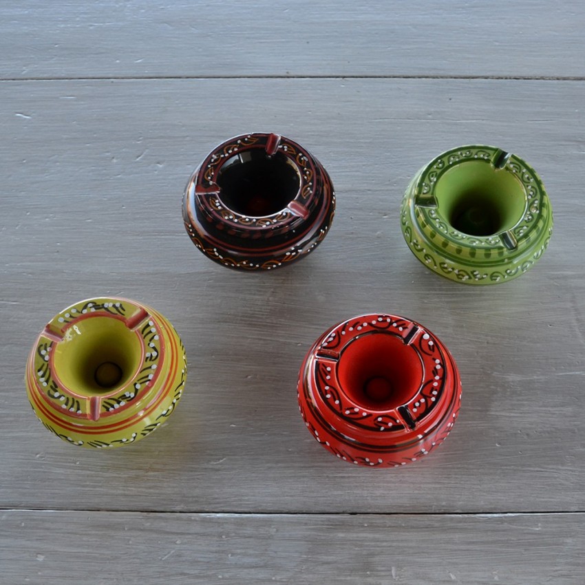 Cendrier tunisien Tatoué noir - Moyen modèle