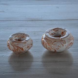 Cendrier anti fumée marbré marron et blanc - Moyen modèle