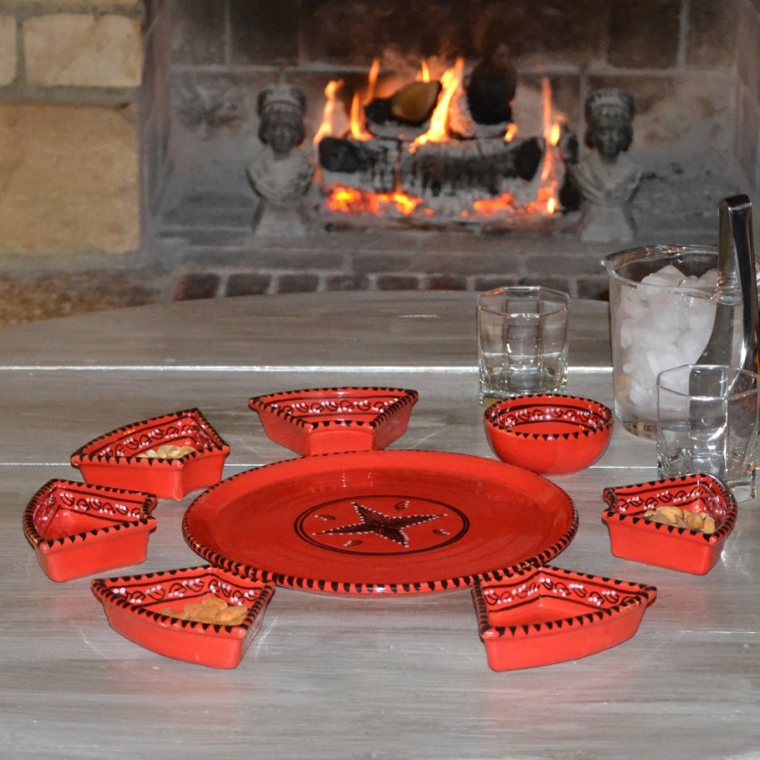 Service à apéritif Tatoué rouge